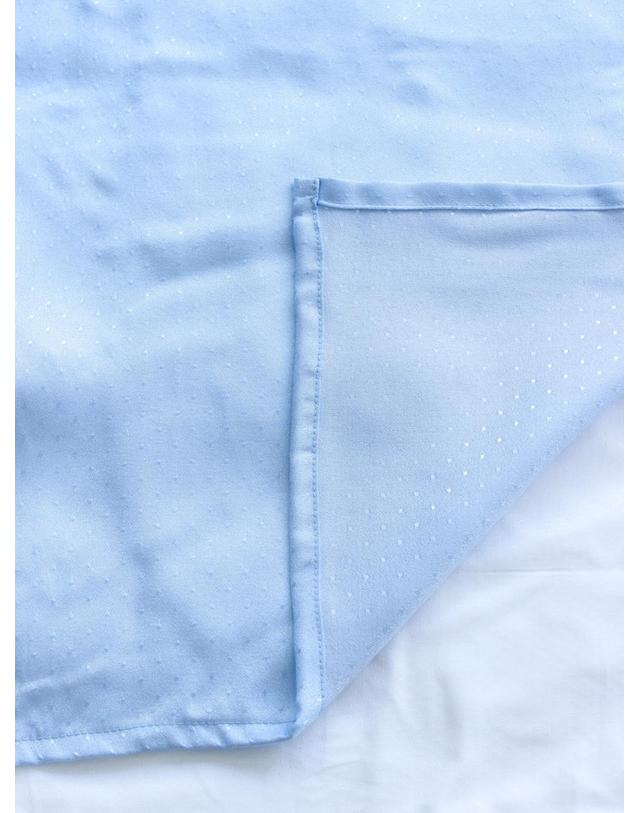폭스베딩 스카이블루 풍기인견 홑이불 화이트 착용컷