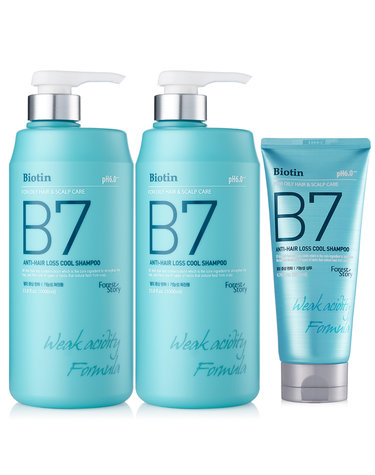 B7 안티헤어로스 약산성 쿨 탈모샴푸 1000ml 2개+200ml 1개