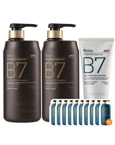 B7 안티댄드러프 약산성 비듬 두피 탈모샴푸 1000ml 2개+헤어팩 200ml