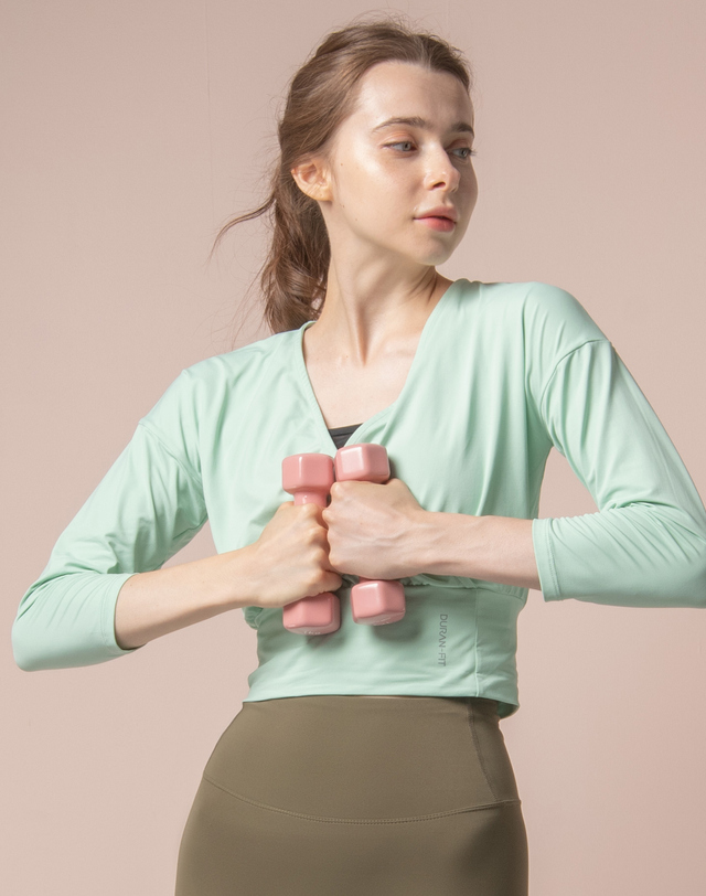 뒤란 뒤란 랩 커버업 8부 가디건 DTF2W-4102 4colors 착용컷