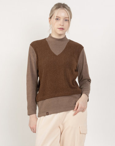 뒤란 니트 콤비 레이어드 반목폴라 티셔츠 DTF4W-4154 2colors
