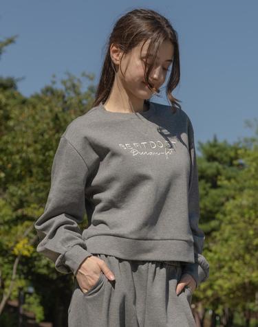 뒤란 담비 로고 자수 크롭 맨투맨 DTF5W-4174 3colors