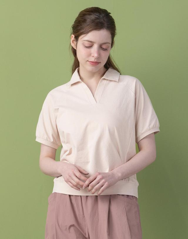 뒤란 뒤란 소로나 나글란 오픈카라 티셔츠 DTF6S-3094 4colors 착용컷