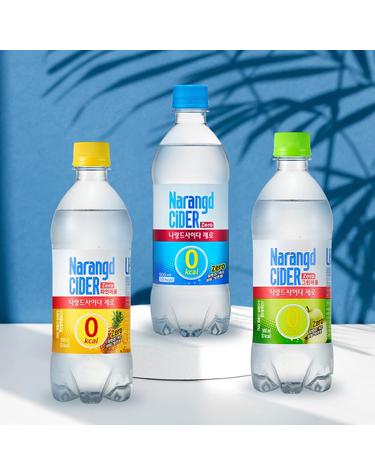 나랑드사이다 500ml 페트 24입 (플레인/파인애플/그린애플) (무료배송) 제로 탄산 음료수