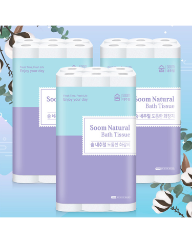 숨 네추럴 3겹 25m 30롤 3팩  (오늘출발+무료배송) 휴지 두루마리 화장실 화장지