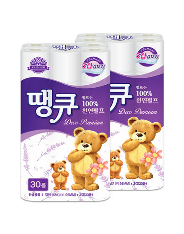 땡큐 라벤더 3겹 15m 30롤 2팩 (오늘출발+무료배송) 휴지 두루마리 화장실 화장지
