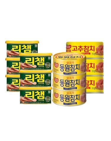 [동원] 리챔 오리지널 200g6캔+살코기90g3캔+고추90g3캔 외 3종 햄 통조림 모음 동원 캔