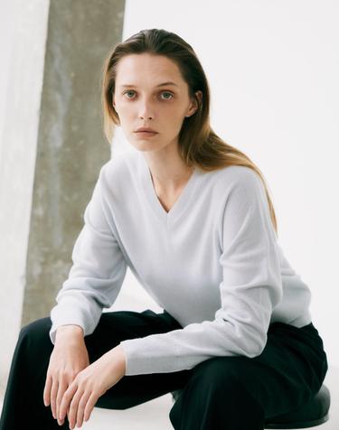 V-neck pullover - italy cashmere 20% (mint)