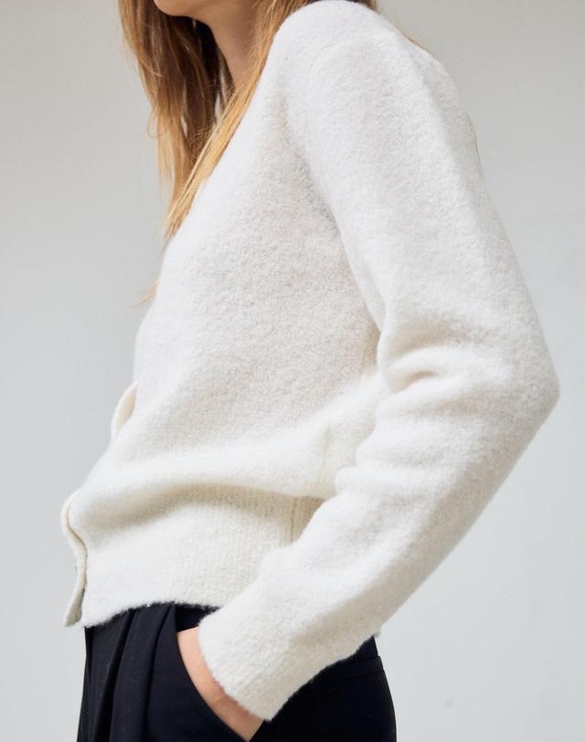 르희 캐시미어 boucle cardigan - italy cashmere 90% (ivory) 착용컷
