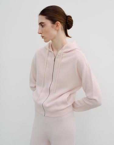 26 hoody zip-up -  italy cashmere 100% (PINK)