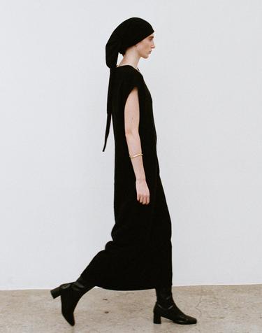 sleeveless dress - italy cashmere 100% (BLACK)