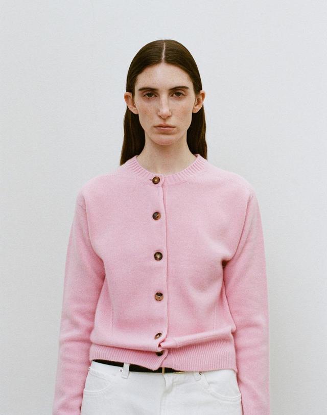 르희 캐시미어 26 Round cardigan -italy cashmere 100%(PINK) 핑크 착용컷