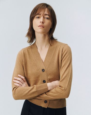 italy cashmere 100% - basic handmade cardigan (camel)