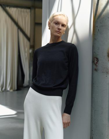 silk cashmere pullover(M/black)