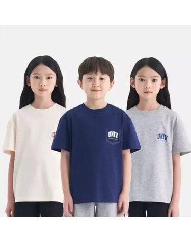 [갤러리아] (유니브키즈]포켓 로고 반팔티셔츠UV262ISS03_CRE/NVY/MLG