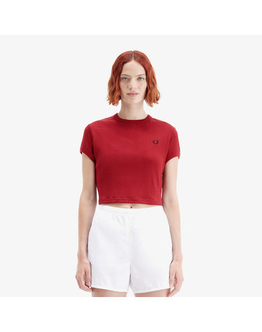 [공식][Womens] 크롭 립 티셔츠 - 번트 레드 AFPF2519168-M02