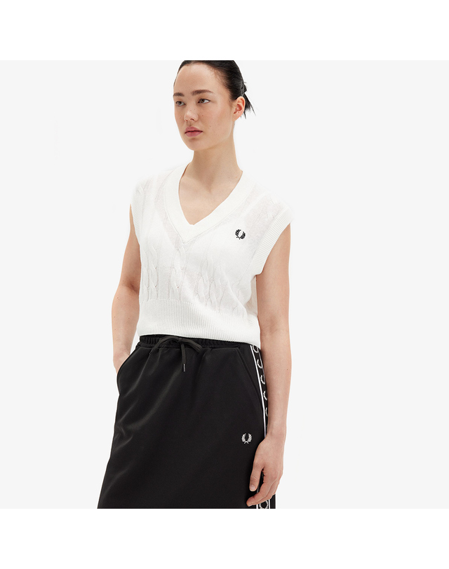 프레드 페리 프레드페리 [공식][Womens] 케이블 니트 베스트 - 스노우 화이트 AFPF2519110-129 착용컷