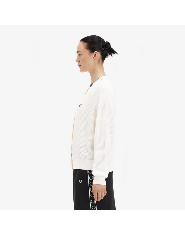 프레드 페리 프레드페리 [공식][Womens] 메시 니트 가디건 - 스노우 화이트 AFPF2519116-129 착용컷