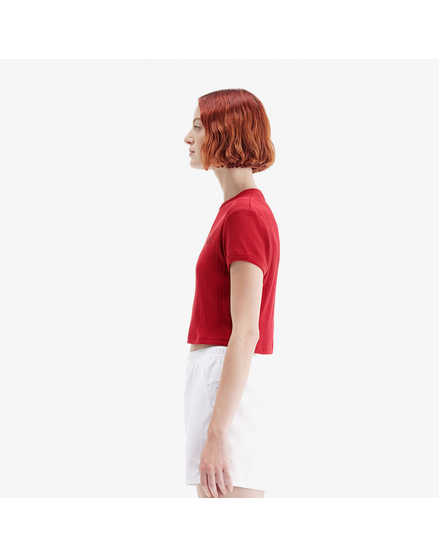 프레드 페리 프레드페리 [공식][Womens] 크롭 립 티셔츠 - 번트 레드 AFPF2519168-M02 착용컷