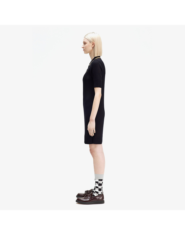 프레드 페리 프레드페리 [공식][Womens] 립 니트 셔츠 드레스 - 블랙 AFPF2438175-102 착용컷