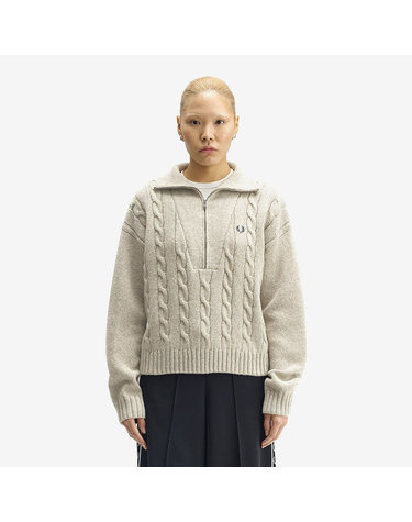 [공식][Womens] 하프 집 케이블 니트 - 웜 오트 말 AFPF2531103-Z45