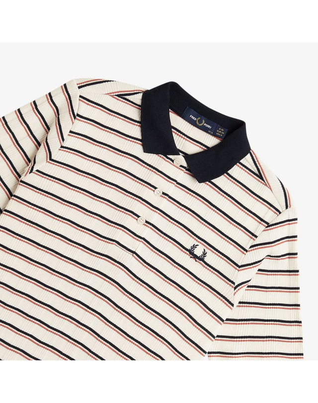 프레드 페리 프레드페리 [공식][Womens] 스트라이프 립 폴로 셔츠 - 실키피치 AFPF2519189-R33 착용컷