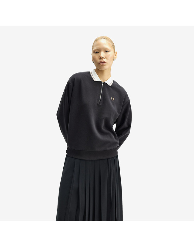 프레드 페리 프레드페리 [공식][Womens] 집 넥 칼라 스웻셔츠 - 앵커 그레이 AFPF2531149-297 착용컷