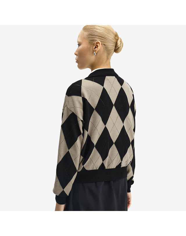 프레드 페리 프레드페리 [공식][Womens] 아가일 포인텔 가디건 - 블랙 AFPF2531119-102 착용컷
