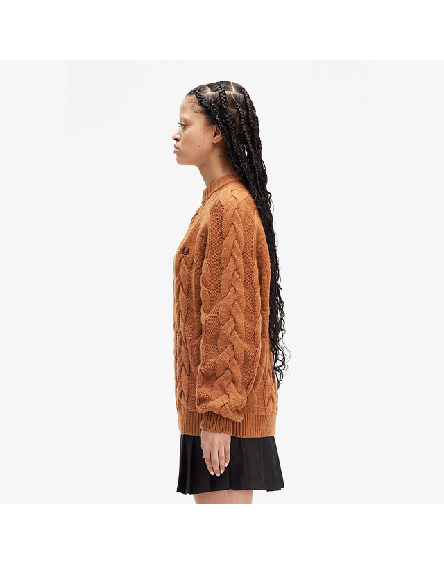 프레드 페리 프레드페리 [공식][Womens] 케이블 니트 모크넥 니트 - 마멀레이드 AFPF2434118-X20 착용컷