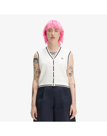 [Womens] 버튼 스루 텍스쳐드 니트 베스트 - 스노우 화이트 AFPF2612132-129