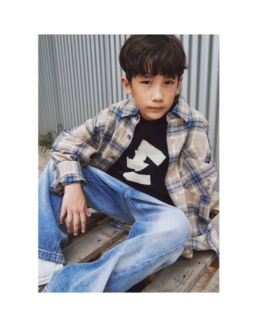 [갤러리아] [블루테일]빈티지 언발란스 베이지 체크셔츠 AXG3BL01BG