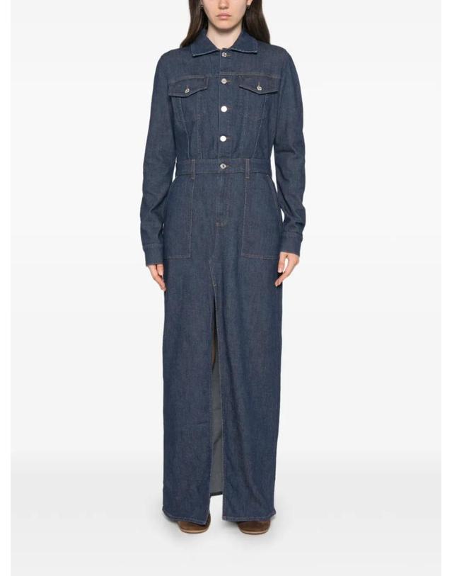 세븐 포 올 맨카인드 [해외직구] 26 FW 7 For All Mankind 유틸리티 프런트 슬릿 맥시 데님 드레스 7UCP0R70 TP456009342 착용컷