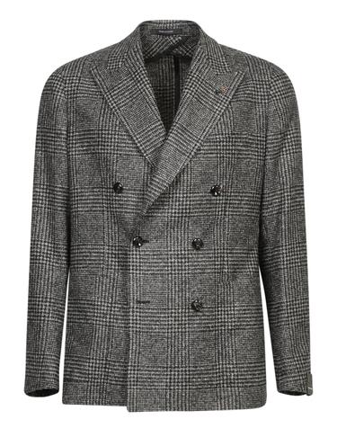 [해외직구] 24FW 딸리아또레 더블 브레스티드 하운드투스 패브릭 자켓  Features 클래식 lapels, 프론트 button 클로저, 앤 플랩 포켓  1SMC20K850054N1405 TP572900381