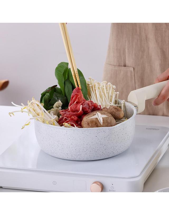 밀양본차이나 [쿠안] 인덕션 IH코디멀티팬20cm (크림마블) 착용컷