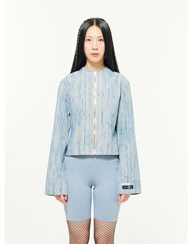 Low Neck Denim Jacket - SKY