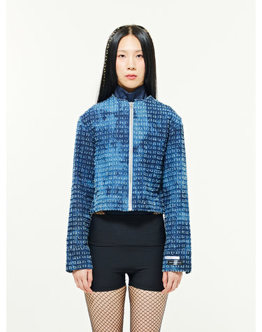 Low Neck Denim Jacket - BLUE