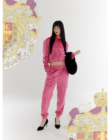 Fur Velboa Fleece Sweat Pants - PINK