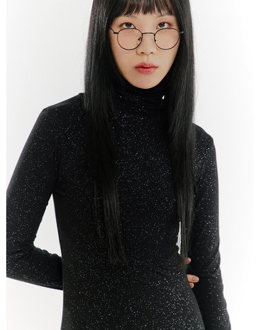 Glitter High Turtle Neck - BLACK