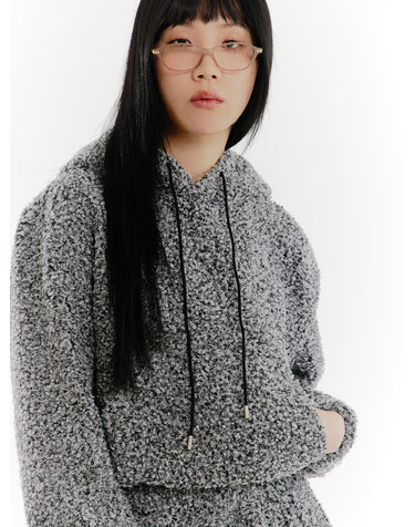 Fur Bokashi Fleece Hoodie - GRAY
