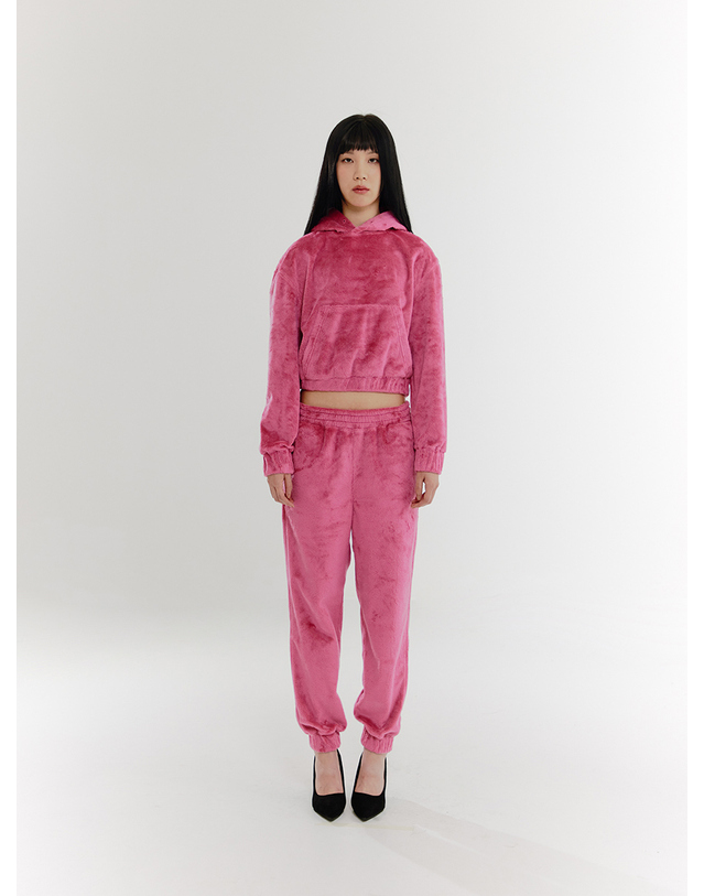조아 Fur Velboa Fleece Sweat Pants - PINK 착용컷