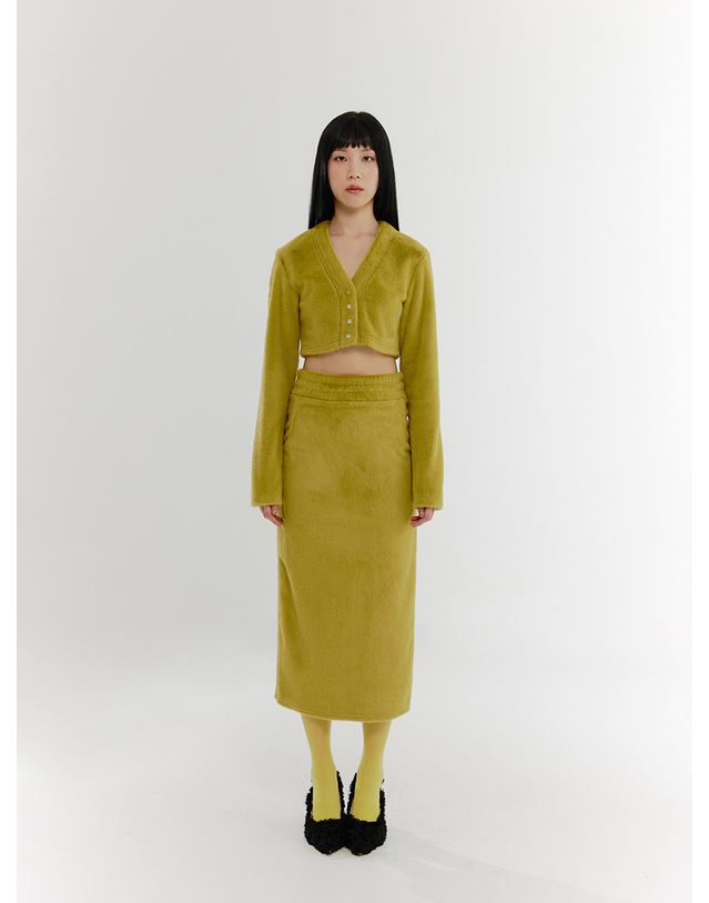 조아 Fur Banding Long Skirt - LEMON 착용컷