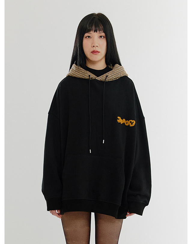 조아 Over-fit Tweed Mix Hoodie - YELLOW 착용컷