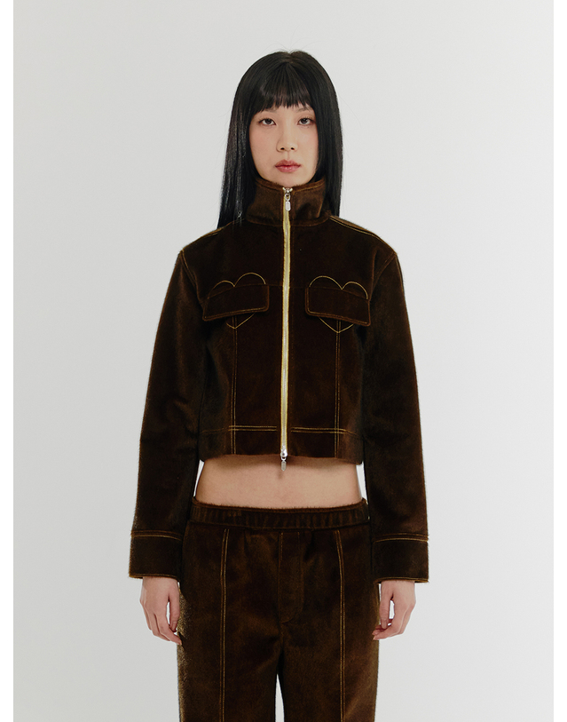 조아 Fur Love Pocket Crop Jacket - BROWN 착용컷