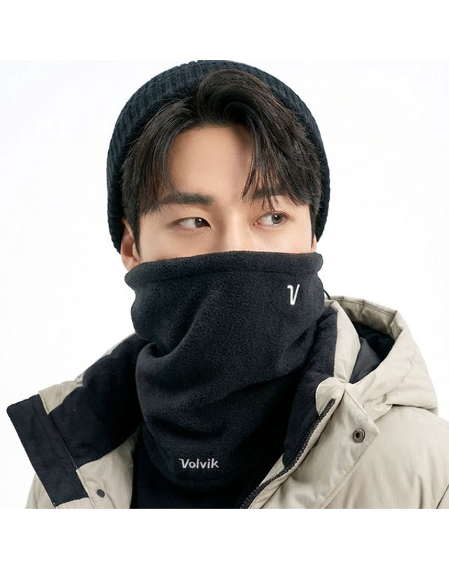 볼빅 [VOLVIK] 볼빅 V로고 솔리드 프리미엄 겨울 방한 골프 넥워머 착용컷