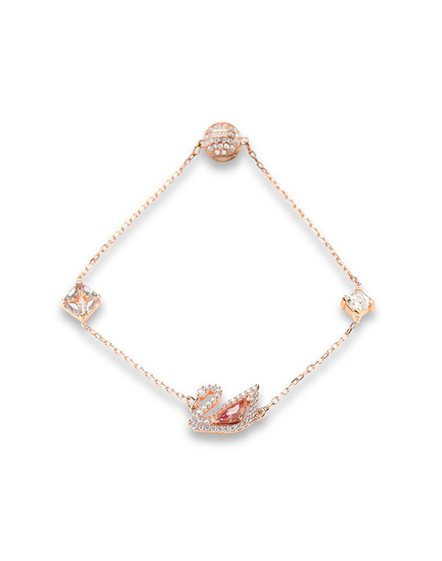 스와로브스키 [스와로브스키] 여성 스몰 Dazzling Swan 스완 핑크 팔찌(R1)(5472271) 착용컷