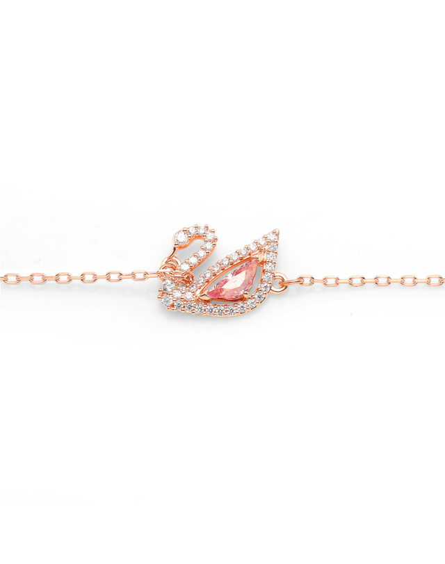 스와로브스키 [스와로브스키] 여성 스몰 Dazzling Swan 스완 핑크 팔찌(R1)(5472271) 착용컷