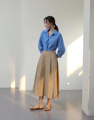 블럭 셔츠 랩원피스