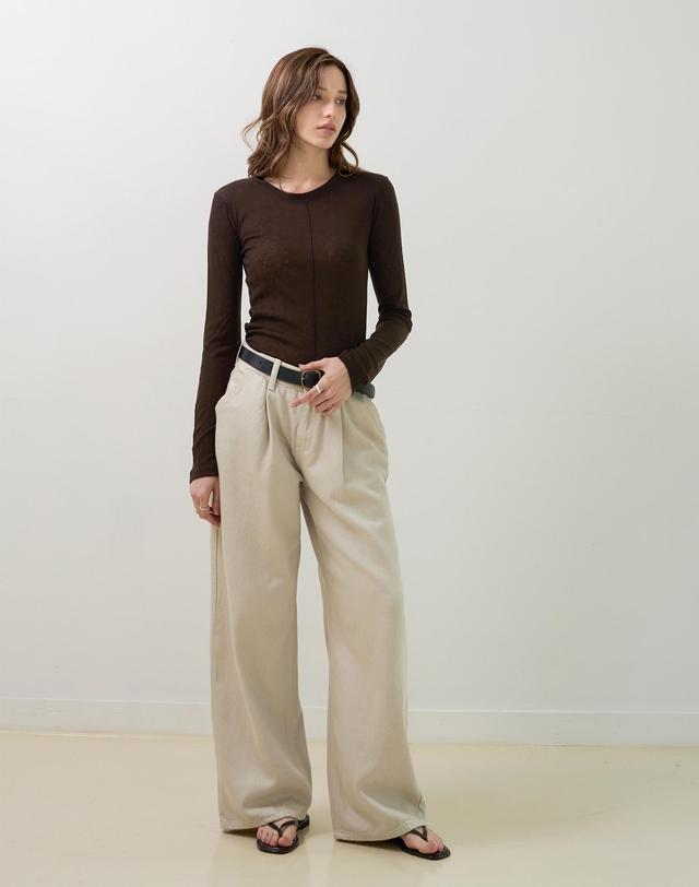 켈리도나휴 프리미엄 데님팬츠 BEIGE 착용컷