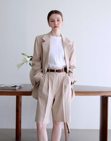 프렌치 린넨 싱글 자켓
