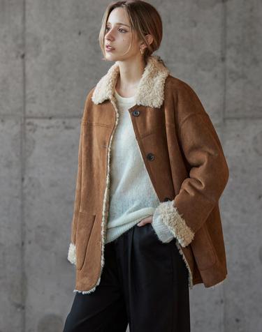 시어링 울 리버시블 무스탕 CAMEL